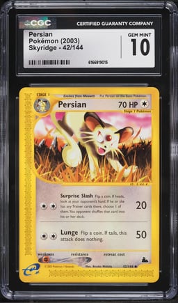 2003 Pokemon Skyridge Persian #42 CGC 10 GEM MINT