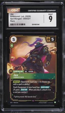 2026 Riftbound League Of Legends LoL Spiritforged Jax #54 CGC 9 MINT