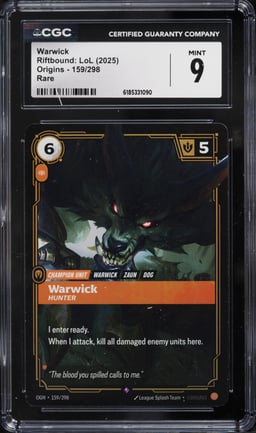 2025 Riftbound League Of Legends LOL Origins Warwick #159 CGC 9 MINT
