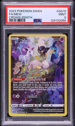 2023 Pokemon Sword & Shield Crown Zenith Full Art Mew #GG10 PSA 9 MINT