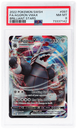 2022 Pokemon Sword and Shield Brilliant Stars Aggron Vmax #097 PSA 8