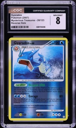2007 Pokemon DP Mysterious Treasures Reverse Holo Gyarados #26 CGC 8 NM-MT