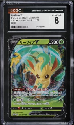 2022 Pokemon Japanese Sword & Shield VSTAR Universe Leafeon V #11 CGC 8 NM-MT