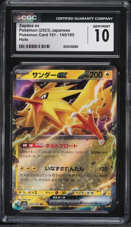 2023 Pokemon Japanese Scarlet & Violet 151 Holo Zapdos EX #145 CGC 10 GEM MINT