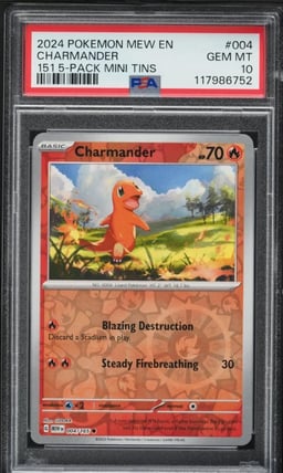 2024 Pokemon Mew En-151 5 Pack Mini Tin Charmander #004 PSA 10 GEM MINT