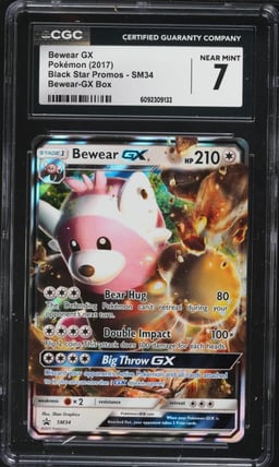 2017 Pokemon SM Black Star Promo Full Art Bewear GX #SM34 CGC 7 NRMT