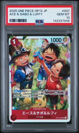 2025 ONE PIECE JAPANESE OP13-CARRYING ON HIS WILL 007 ACE & SABO & LUFFY PSA 10