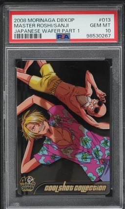 2008 Dragon Ball X One Piece Morinaga Wafer Part 1 Master Roshi Sanji PSA 10