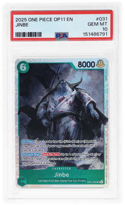 2025 One Piece A Fist of Divine Speed Jinbe #OP11-031 PSA 10