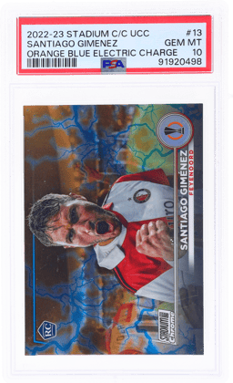 2022 Stadium Club Chrome UEFA Club Competitions Orange Blue Electric Charge Refractor Santiago Gimenez #13 1/10 PSA 10