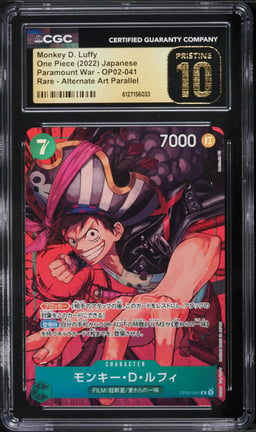 2022 One Piece Japanese Paramount War Alt Art Monkey D. Luffy #OP02-041 CGC 10 PRISTINE