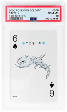 2000 Pokemon Gold Version Playing Cards 6 of Spades Steelix #208 PSA 10