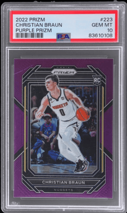 2022 Panini Prizm Purple Prizm Christian Braun #223 77/99 PSA 10