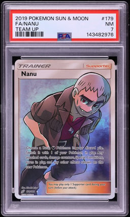 2019 Pokemon Sun & Moon Team Up Full Art Nanu #179 PSA 7 NRMT