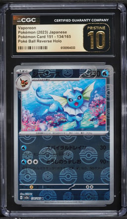 2023 Pokemon Japanese Scarlet & Violet 151 Poke Ball Reverse Holo Vaporeon #134 CGC 10 PRISTINE
