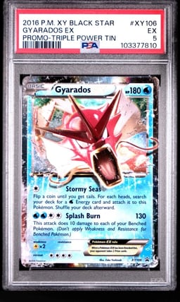 2016 POKEMON XY BLACK STAR PROMO TRIPLE POWER TIN #XY106 GYARADOS EX PSA 5