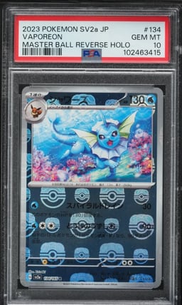 2023 Pokemon Japanese SV 151 Master Ball Reverse Holo Vaporeon #134 PSA 10 GEM