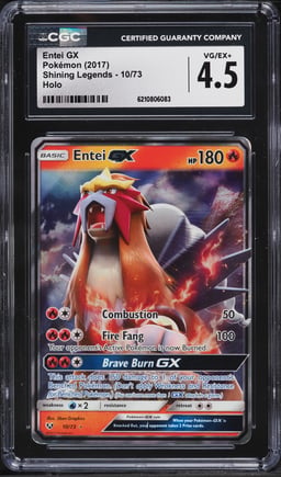 2017 Pokemon Sun & Moon Shining Legends Holo Entei GX #10 CGC 4.5 VGEX+