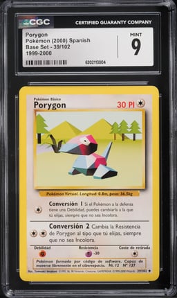 2000 Pokemon Base Set Porygon #39 CGC 9 MINT