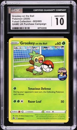 2020 Pokemon SWSH Futsal Collection GAME UK Grookey On The Ball #3 CGC 10 GEM