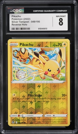 2022 Pokemon Sword & Shield Silver Tempest Reverse Holo Pikachu #49 CGC 8 NM-MT