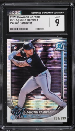 2025 Bowman Chrome Pulsar Refractor Agustin Ramirez ROOKIE /399 #91 CGC 9 MINT
