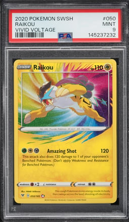 2020 Pokemon Sword & Shield Vivid Voltage Amazing Rare Raikou #50 PSA 9 MINT