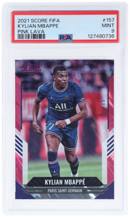 2021 Panini Score Fifa Pink Lava Kylian Mbappe #157 7/25 PSA 9