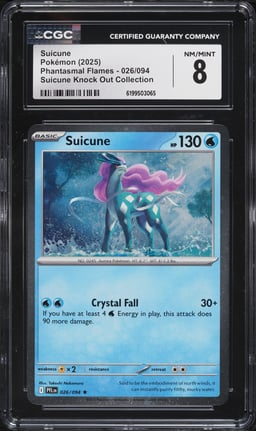 2025 Pokemon Mega Evolution Phantasmal Flames Knock Out Collection Suicune #26 CGC 8 NM-MT