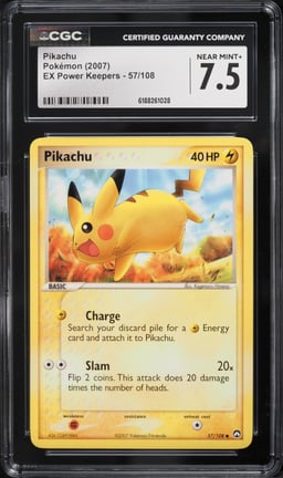 2007 Pokemon EX Power Keepers Pikachu #57 CGC 7.5 NRMT+