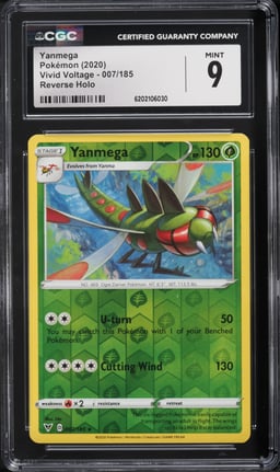 2020 Pokemon Vivid Voltage Reverse Holo Yanmega #007 CGC 9 MINT