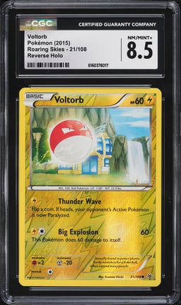 2015 Pokemon XY Roaring Skies Reverse Holo Voltorb #21 CGC 8.5 NM-MT+