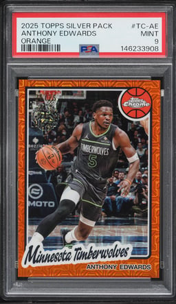 2025 Topps Chrome Silver Pack '80 Orange Anthony Edwards 25/25 #TC-AE PSA 9 MINT