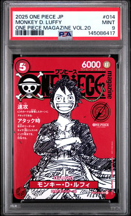 2025 ONE PIECE JAPANESE PROMOS 014 MONKEY D. LUFFY ONE PIECE MAGAZINE VOL.20 PSA 9