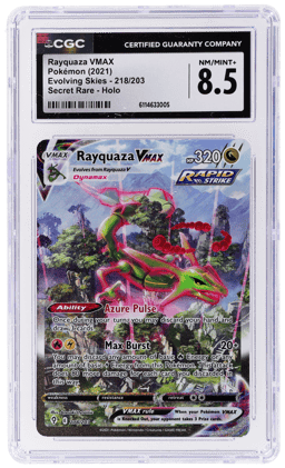 2021 Pokemon Sword and Shield Evolving Skies Secret Rare Rayquaza Vmax #218 CGC 8.5
