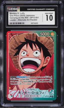 2025 One Piece Japanese Carrying On His Will Leader Monkey D. Luffy #OP13-001 CGC 10 GEM MINT