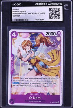 2025 One Piece Premium Booster Best Volume 2 O-Nami #ST18-002 CGC AUTH