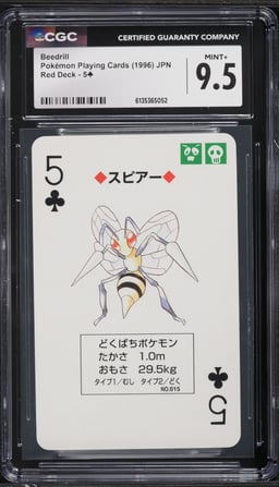 1996 Pokemon Japanese Playing Cards Red Deck Beedrill #5 CGC 9.5 MINT+