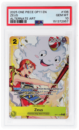 2025 One Piece A Fist of Divine Speed Alternate Art Zeus #OP11106 PSA 10