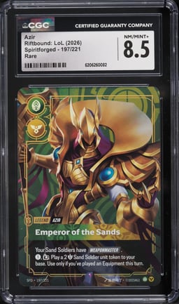 2026 Riftbound League Of Legends LoL Spiritforged Azir #197 CGC 8.5 NM-MT+