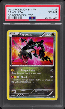 2012 Pokemon Black and White Dragons Exalted Rayquaza #128 PSA 8