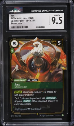 2026 Riftbound League Of Legends LoL Spiritforged Showcase Jax #54a CGC 9.5 MINT+
