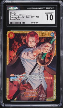 2024 One Piece Japanese Premium Booster Best SEC Shanks #OP01-120 CGC 10 GEM MINT