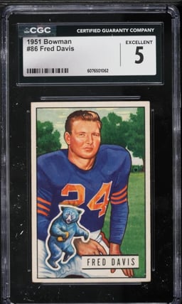 1951 Bowman Football Fred Davis #86 CGC 5 EX