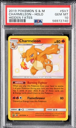 2019 POKEMON SUN & MOON HIDDEN FATES #SV7 CHARMELEON-HOLO PSA 10