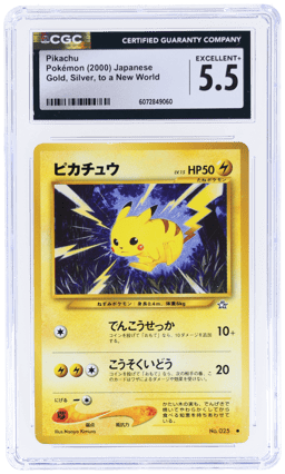 2000 Pokemon Gold, Silver, To A New World Japanese Pikachu #025 CGC 5.5