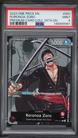 2023 One Piece Premium Collection 25th Anniversary Manga Art Roronoa Zoro L #OP01-001 PSA 9