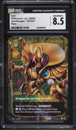 2026 Riftbound League Of Legends LoL Spiritforged Azir #197 CGC 8.5 NM-MT+