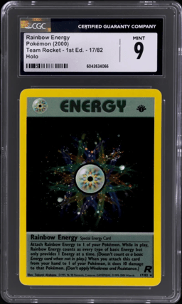 2000 Pokemon Team Rocket 1st Edition Holo Rainbow Energy #17 CGC 9
