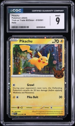 2024 Pokemon SV Paldean Fates Trick Or Trade BOOster Holo Pikachu #18 CGC 9 MINT
